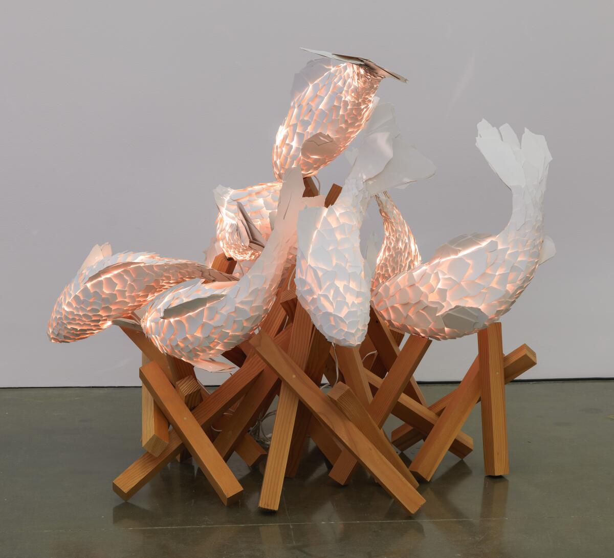 Frank Gehry, Untitled (London I), 2013, metal wire, ColorCore Formica, silicon on wooden plinth.