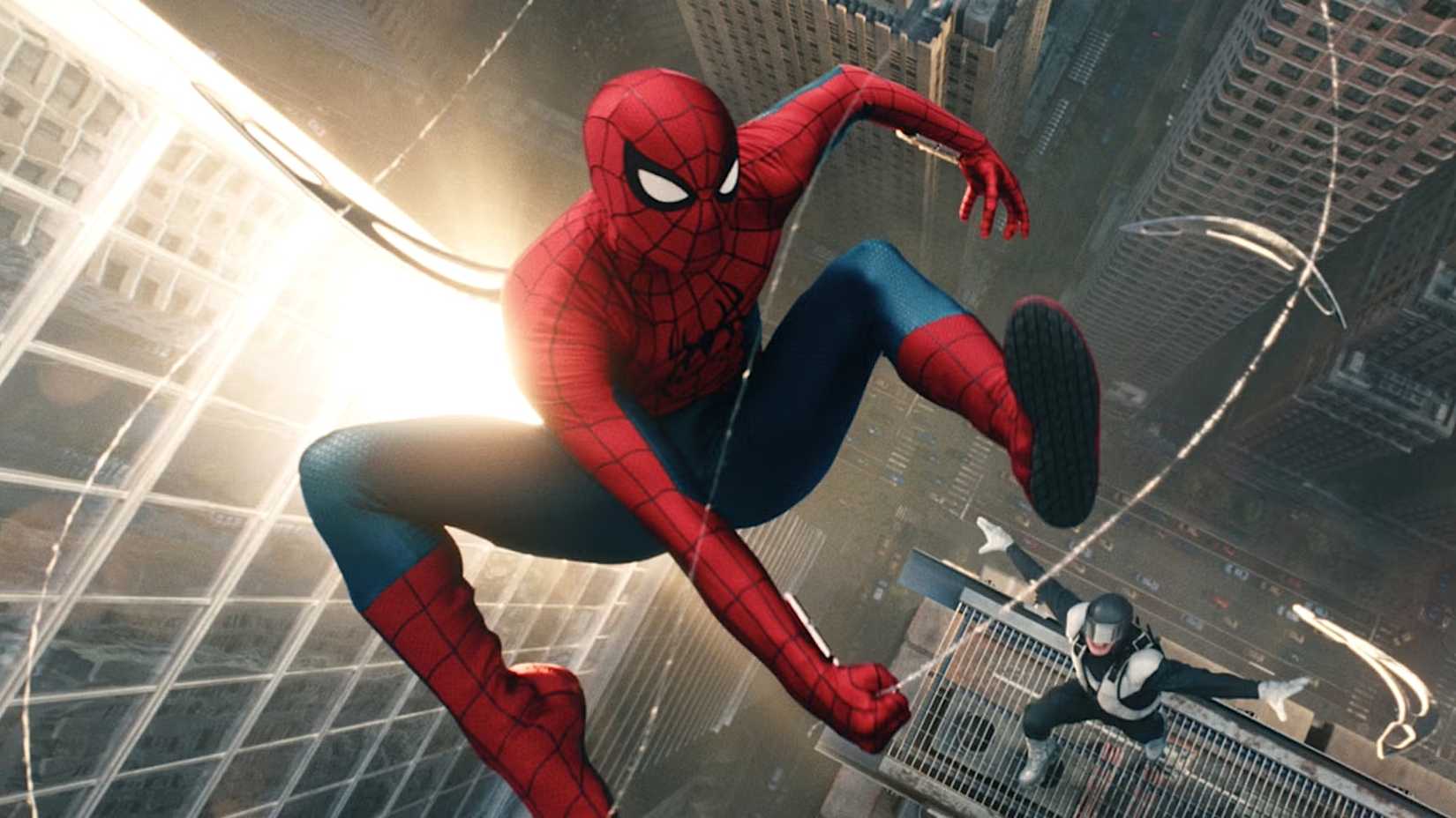 Tom Holland web-swinging in Spider-Man: Brand New Day