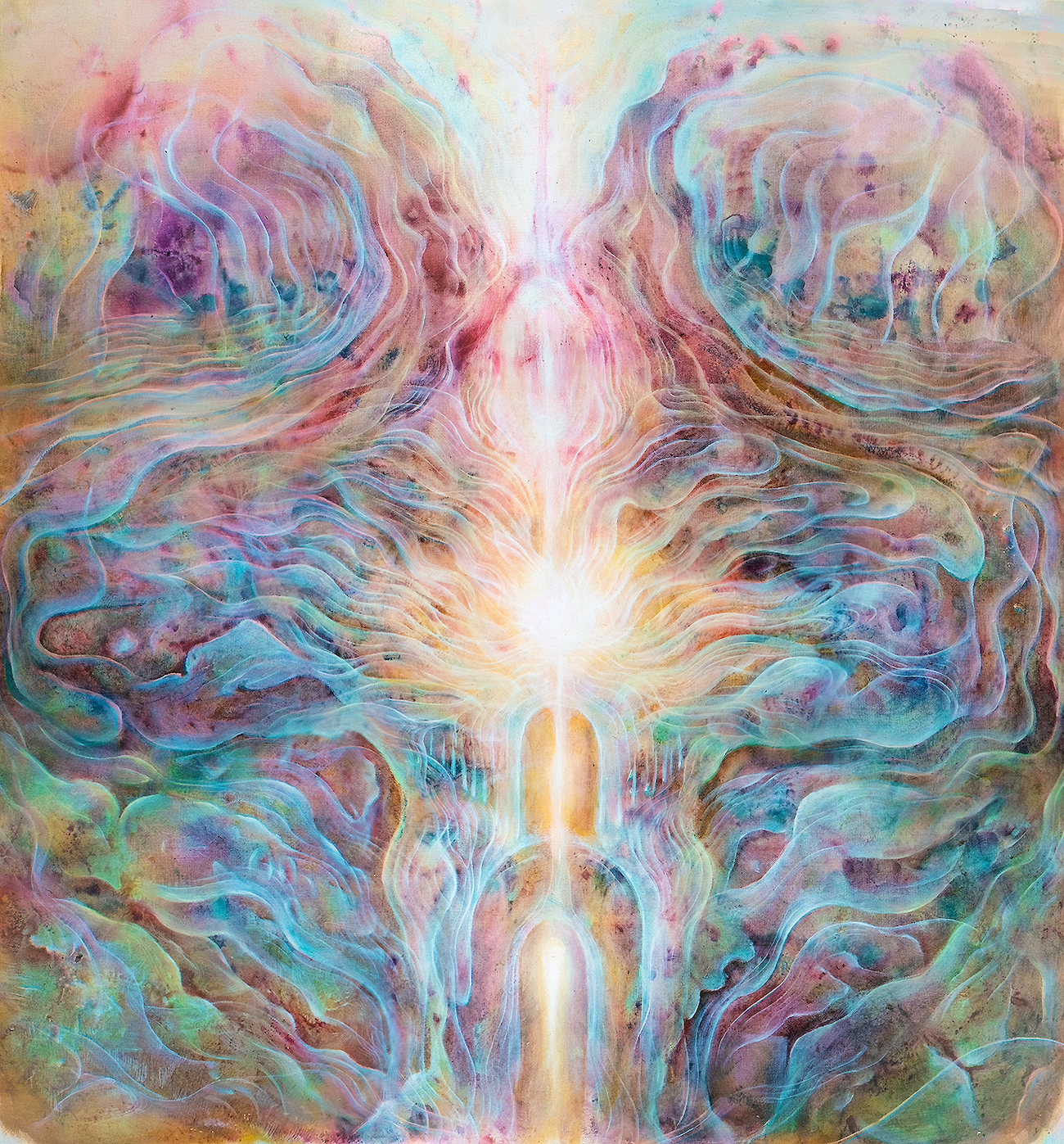 Soloma, 75x79cm, acrylic and oil on canvas (natural turquoise), 2026.