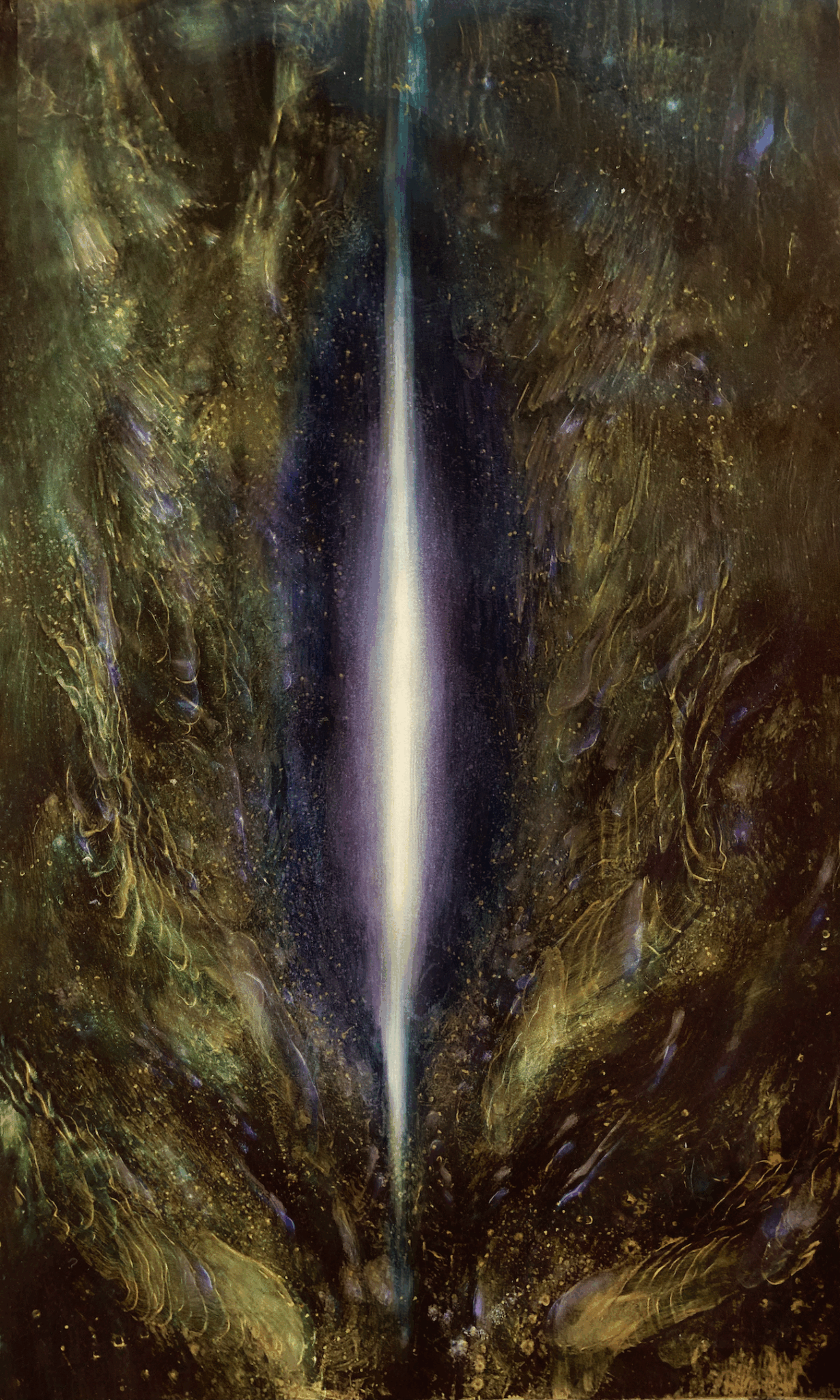 Blade, A2, oil on canvas (natural indigo and bronze), 2024