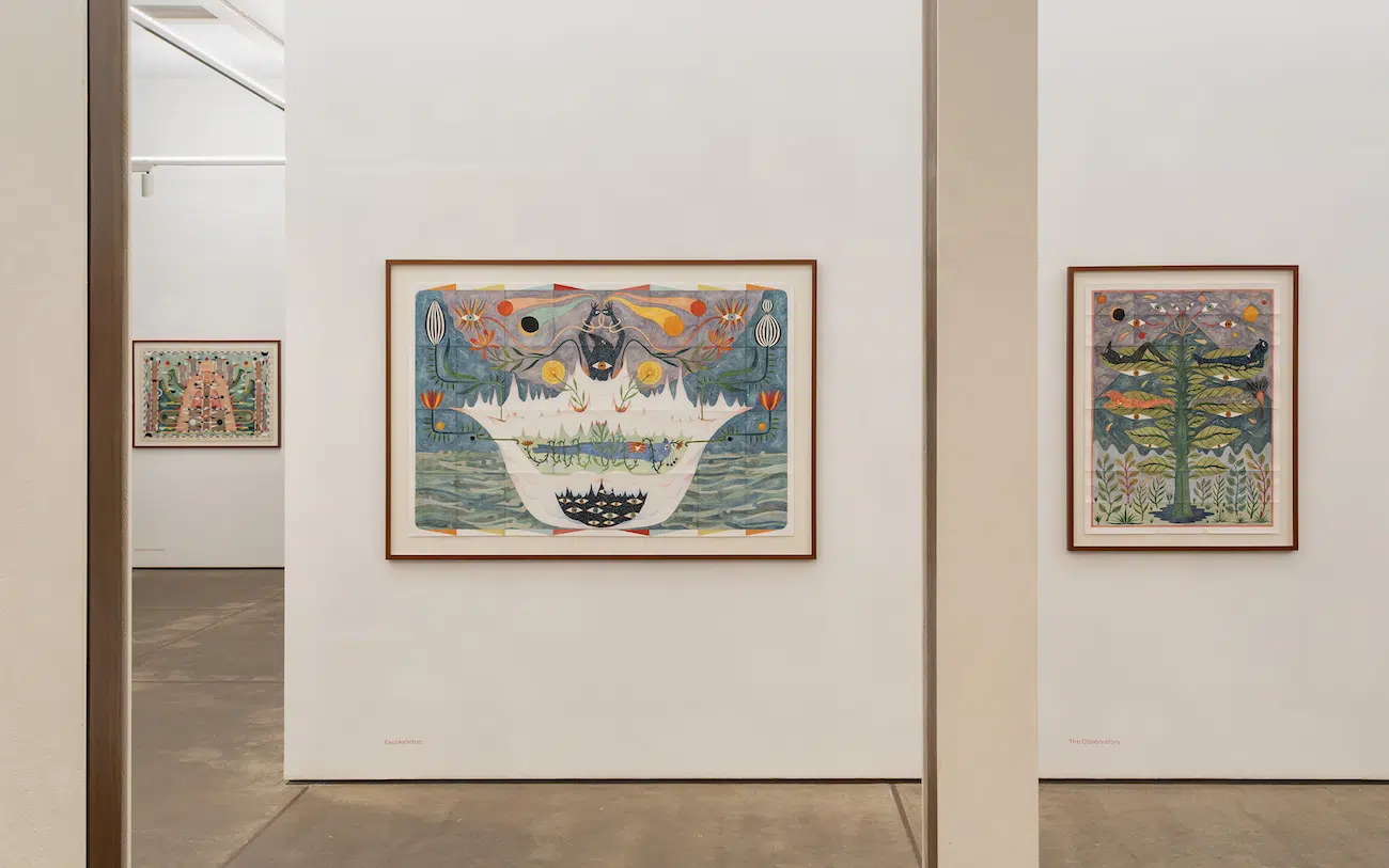 Installation view, pillars of fruit and bones: Rithika Merchant, 2025