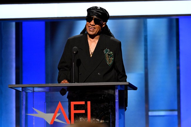 Stevie Wonder speaks on stage at the 51st Annual AFI Lifetime Achievement Awards: A Tribute to Eddie Murphy at the Dolby Theater on April 18, 2026 in Hollywood, California.