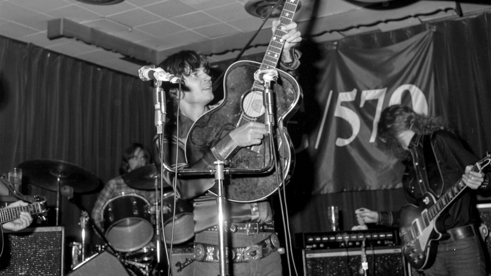 Don Everly performs during the Everly Brothers' 1972 tour. The guitarist on the right is probably Wadi Wachtel, who we toured with.