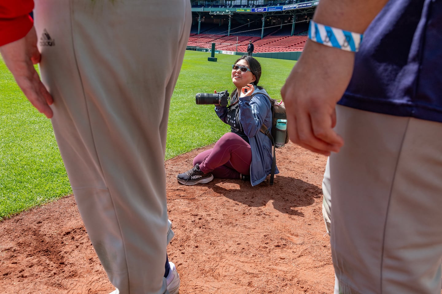 Caruso is funny, bright, and cheerful. This makes it easier to get to things like covering Beep Baseball right here at Fenway Park.