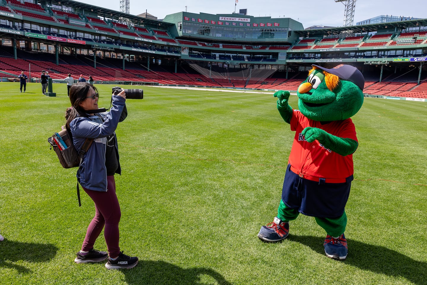 Caruso photographs Wally the Green Monster.