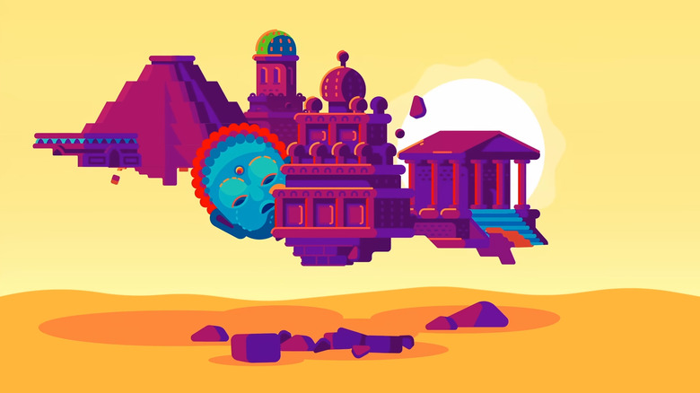 Floating temples and other religious imagery in The Egg