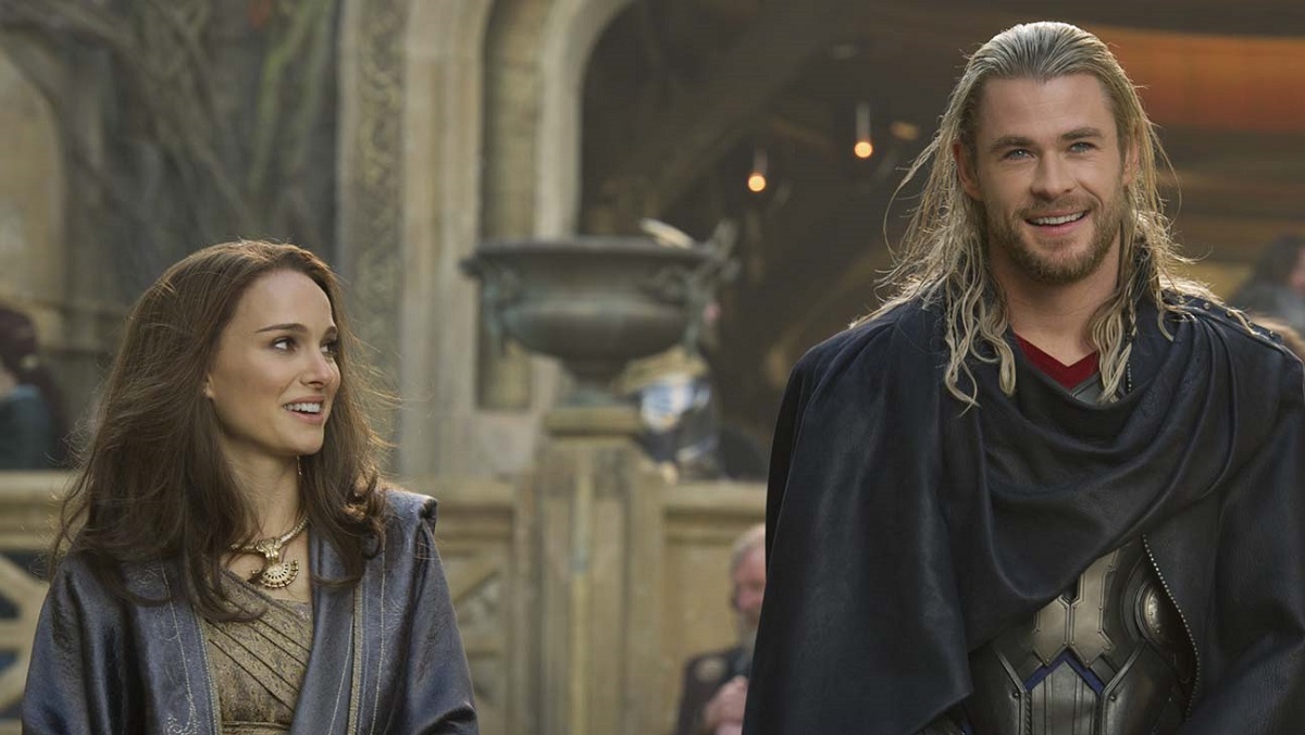 Jane Foster (Natalie Portman), wearing Asgardian robes, stares down Thor (Chris Hemsworth) in Thor: The Dark World. This movie could become even more important with 