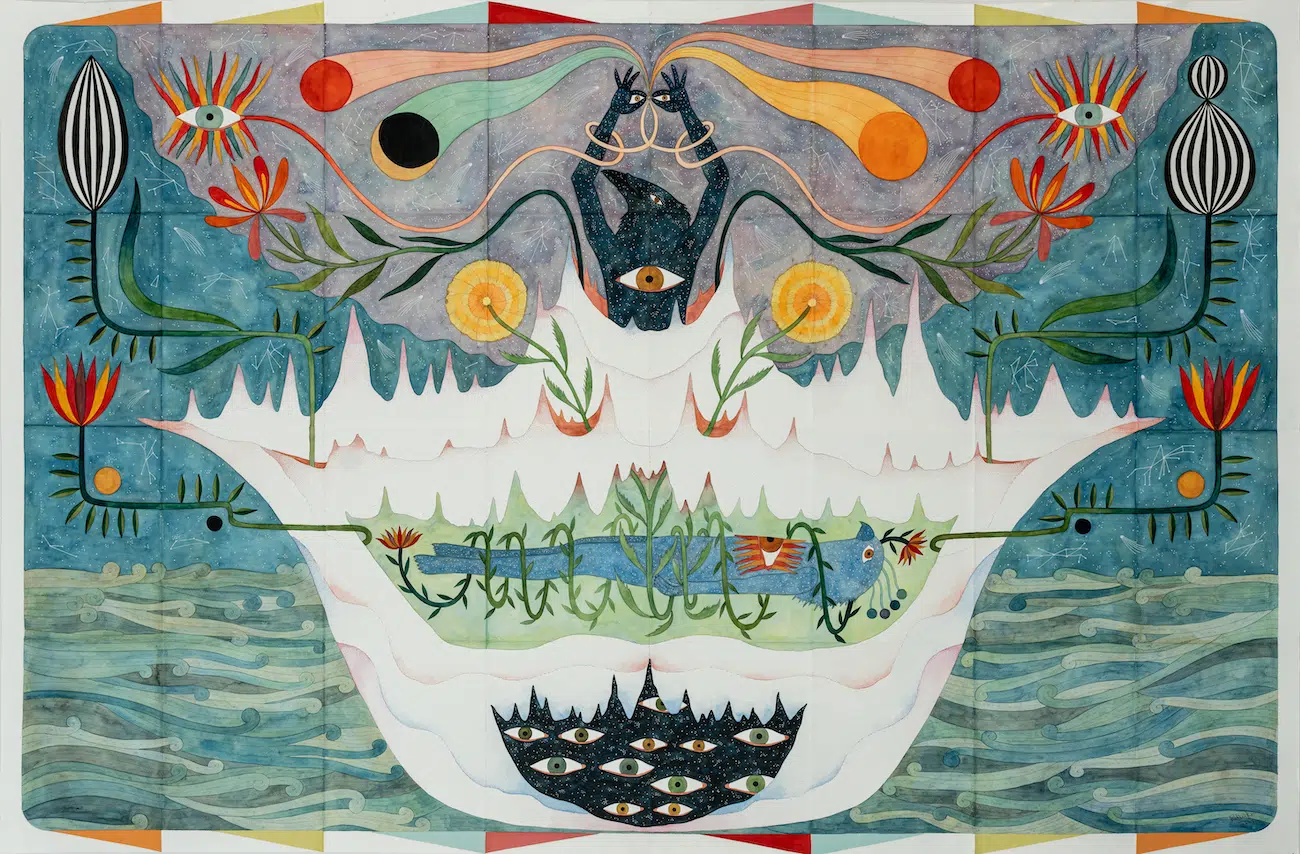 Exoskeleton, gouache, watercolor, ink and paper, 2024.