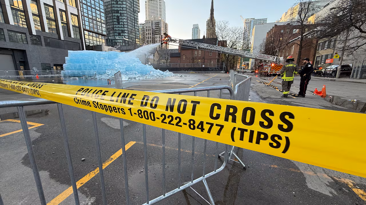 Toronto Fire Brigade with Drake Ice Installation