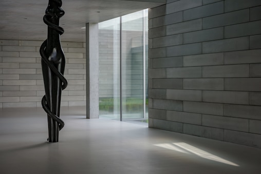 Thursday, April 9, 2026 - "sentinel"bronze sculpture by Simone Lee, 2020-2021, on display inside Glenstone Art Museum.