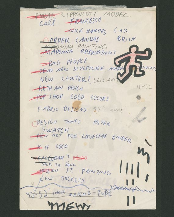Keith Haring's ordinary and extraordinary to-do list