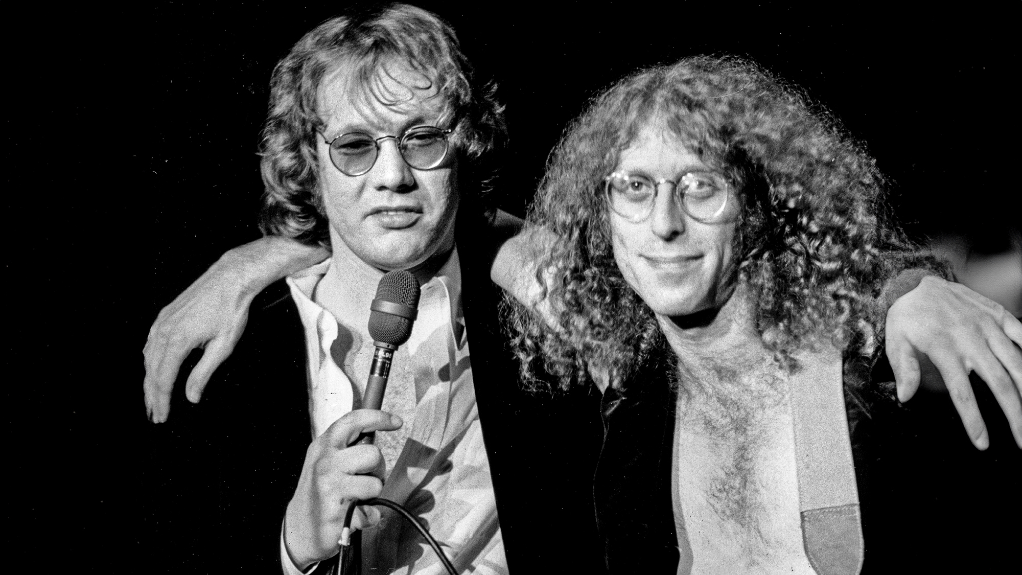Musicians Warren Zevon (left) and Wadi Wachtel pose for a portrait in Los Angeles, California, May 1978.
